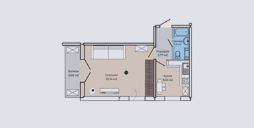 1 комнатные квартиры  от 43 м² 